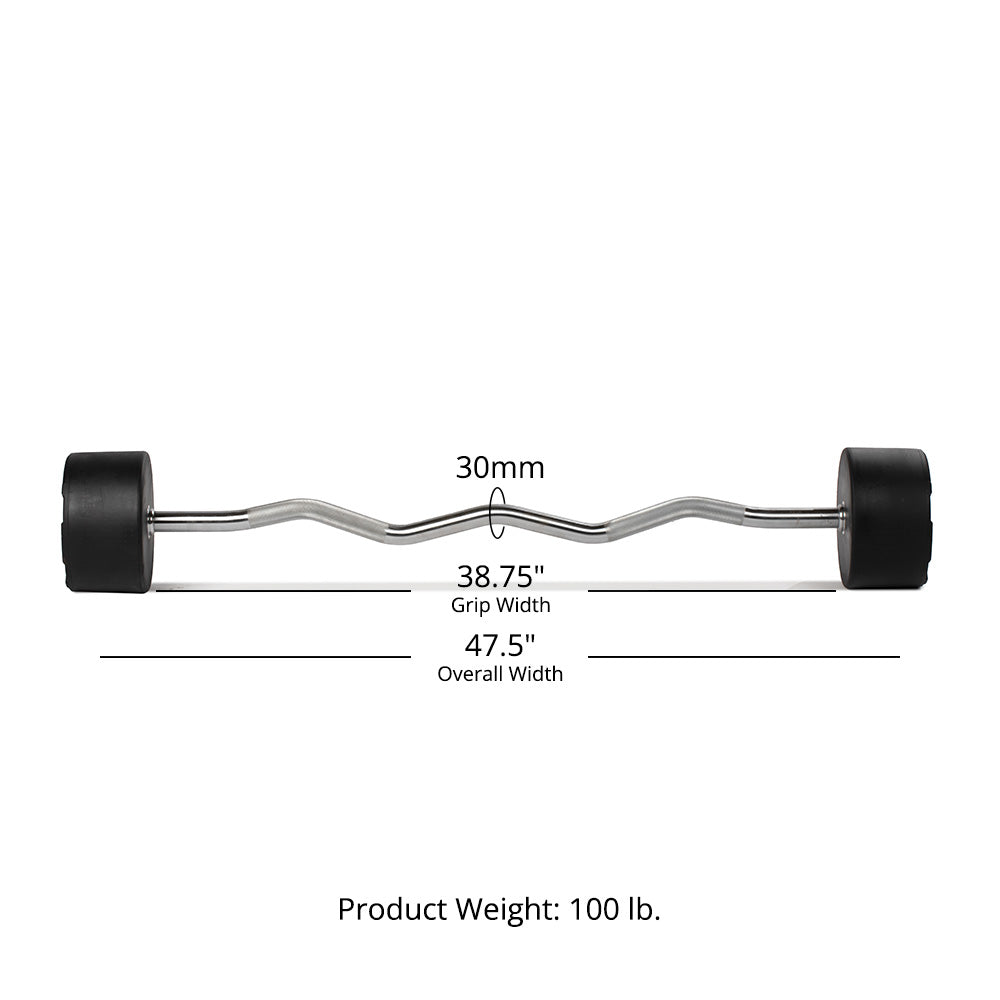100 LB EZ Curl Fixed Urethane Barbell