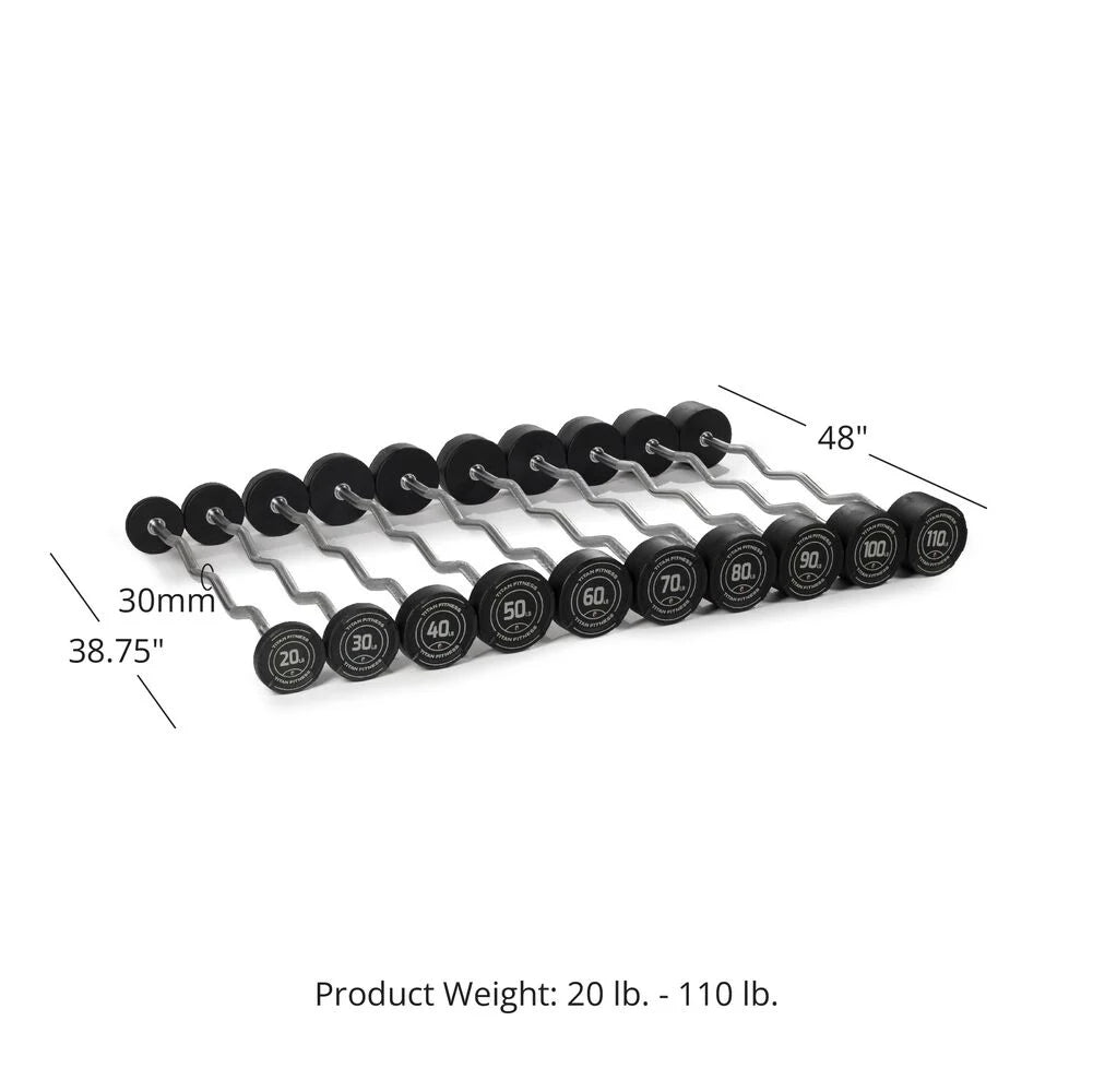 EZ Curl Fixed Rubber Barbells - 30mm/41" to 48" - Product Weight: 20lb. - 110 lb. - view 7