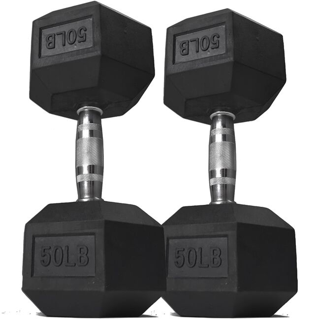 50 LB Rubber Hex Dumbbells - view 1