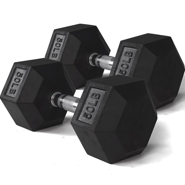 50 LB Rubber Hex Dumbbells - view 2