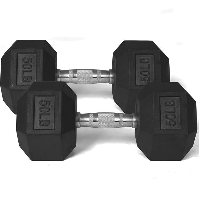 50 LB Rubber Hex Dumbbells - view 3