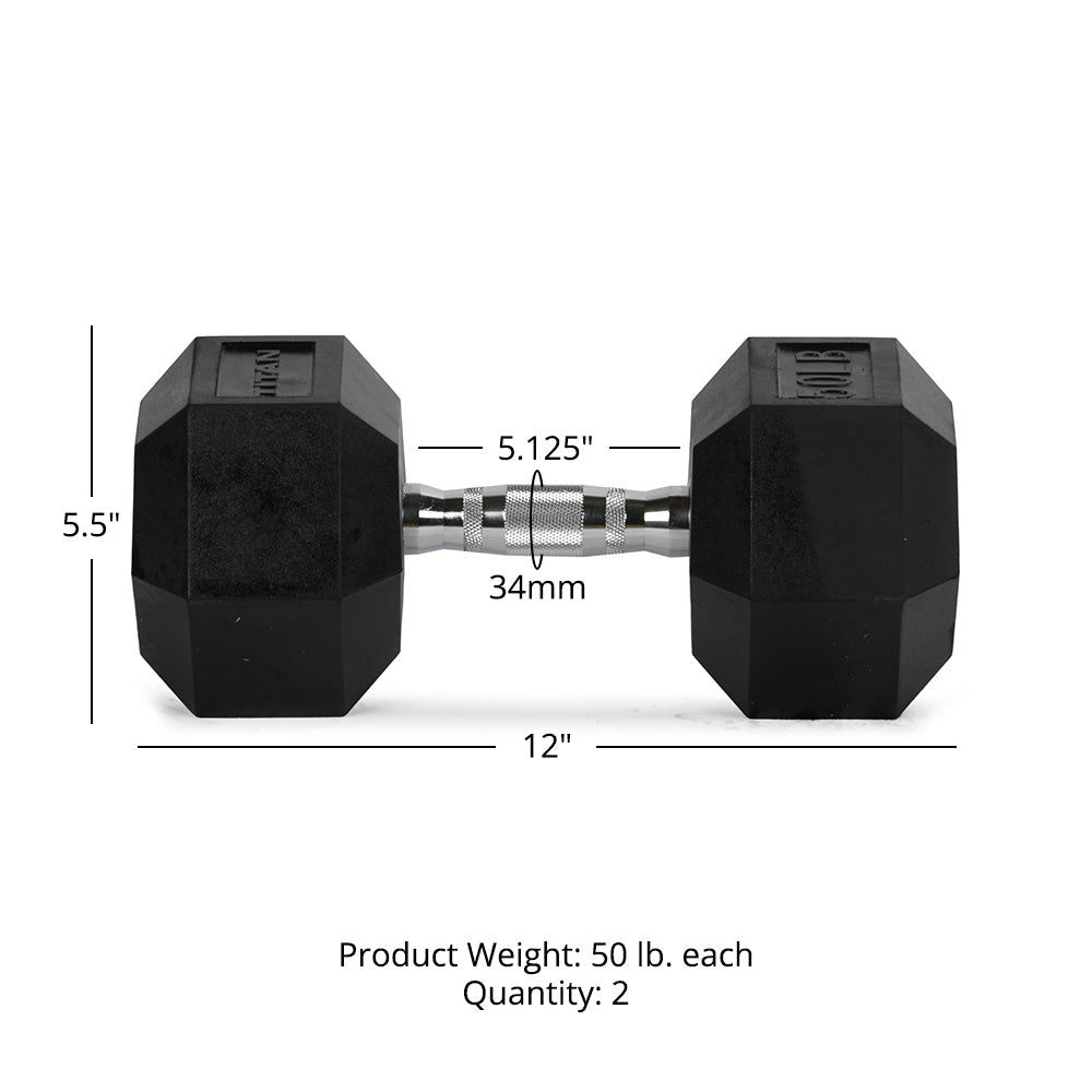 50 LB Rubber Hex Dumbbells - view 7