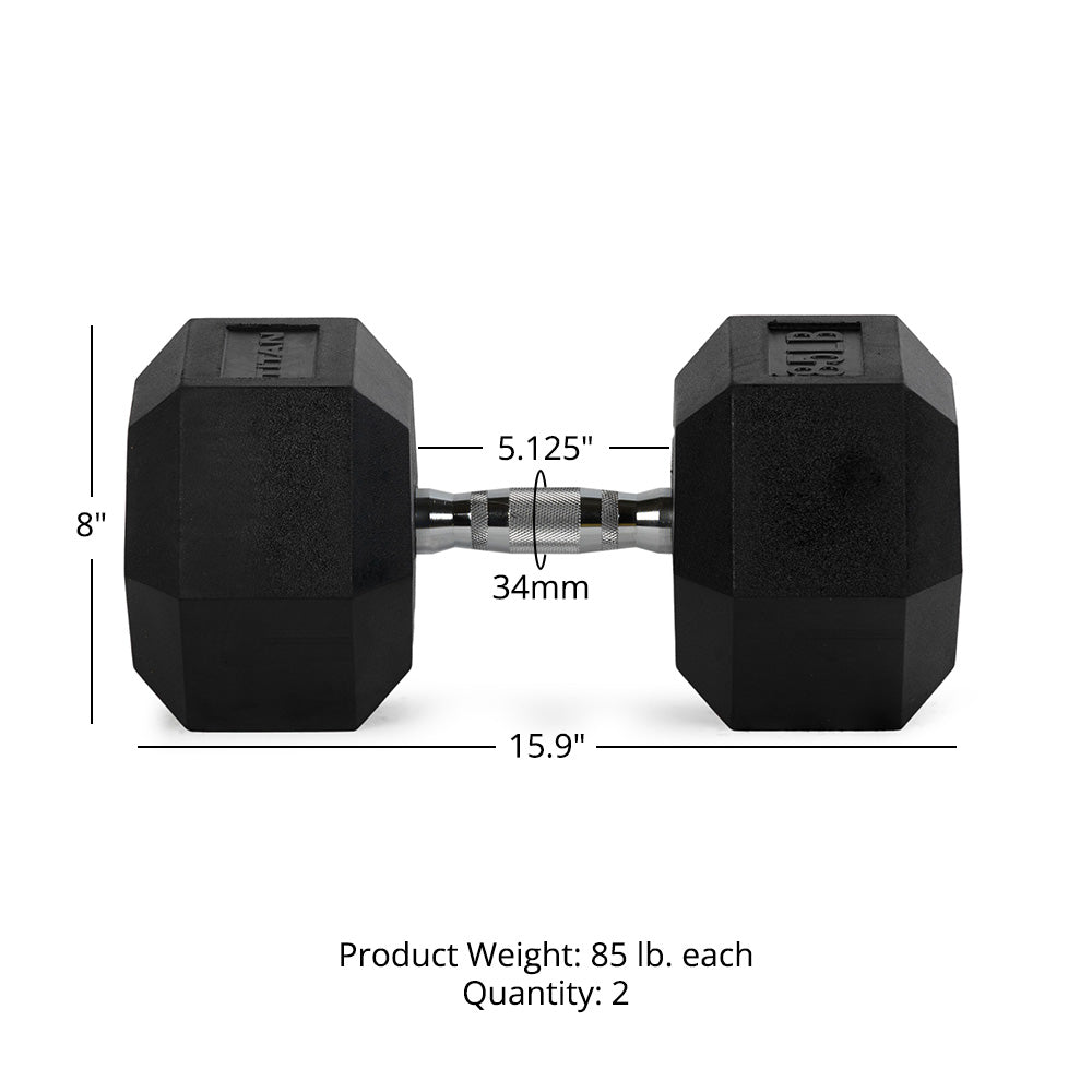 85 LB Rubber Hex Dumbbells - view 7