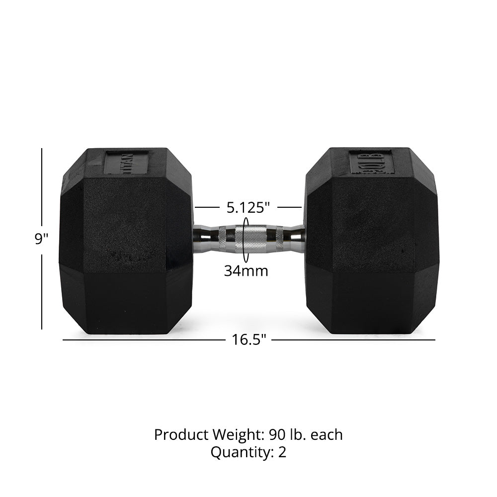 90 LB Rubber Hex Dumbbells - view 7