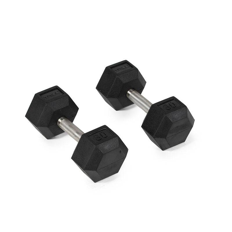 30 LB Straight Stainless Steel Hex Dumbbells - view 1