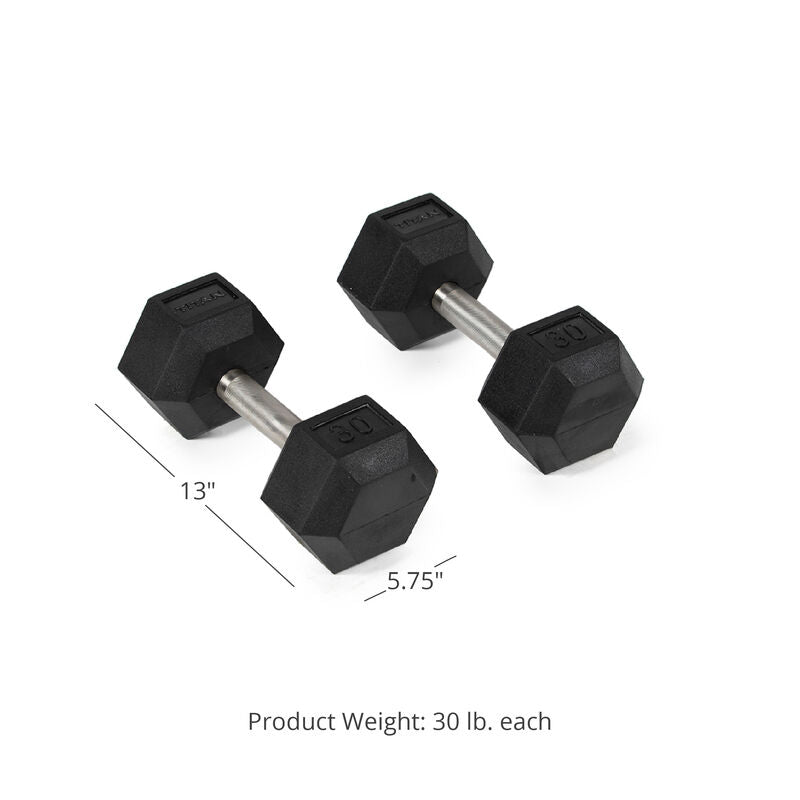 30 LB Straight Stainless Steel Hex Dumbbells - view 7