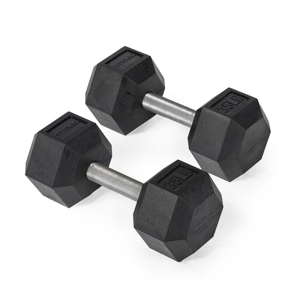 35 LB Straight Stainless Steel Hex Dumbbells - view 1