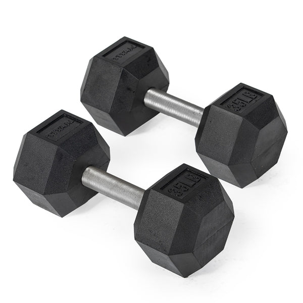 35 LB Straight Stainless Steel Hex Dumbbells – Titan Fitness