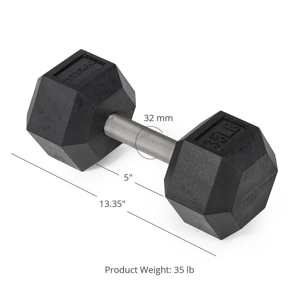 35 LB Straight Stainless Steel Hex Dumbbells - view 7