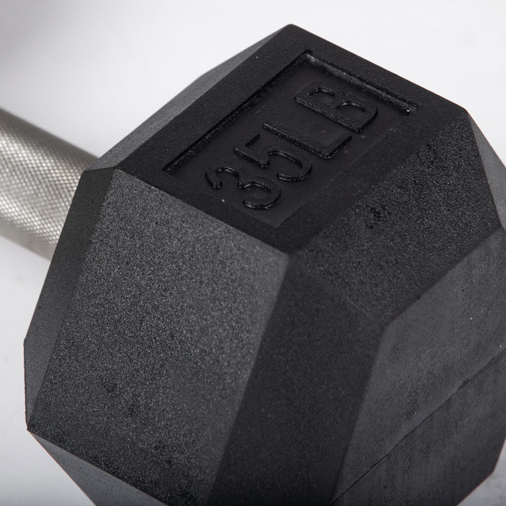 35 LB Straight Stainless Steel Hex Dumbbells - view 3