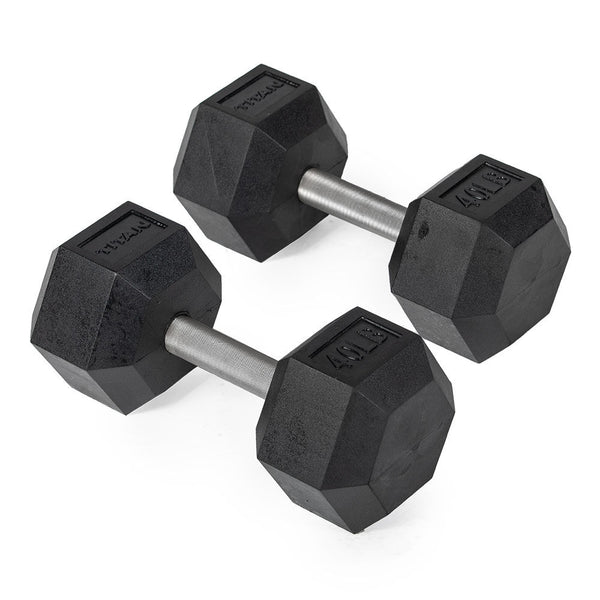 40 LB Straight Stainless Steel Hex Dumbbells – Titan Fitness