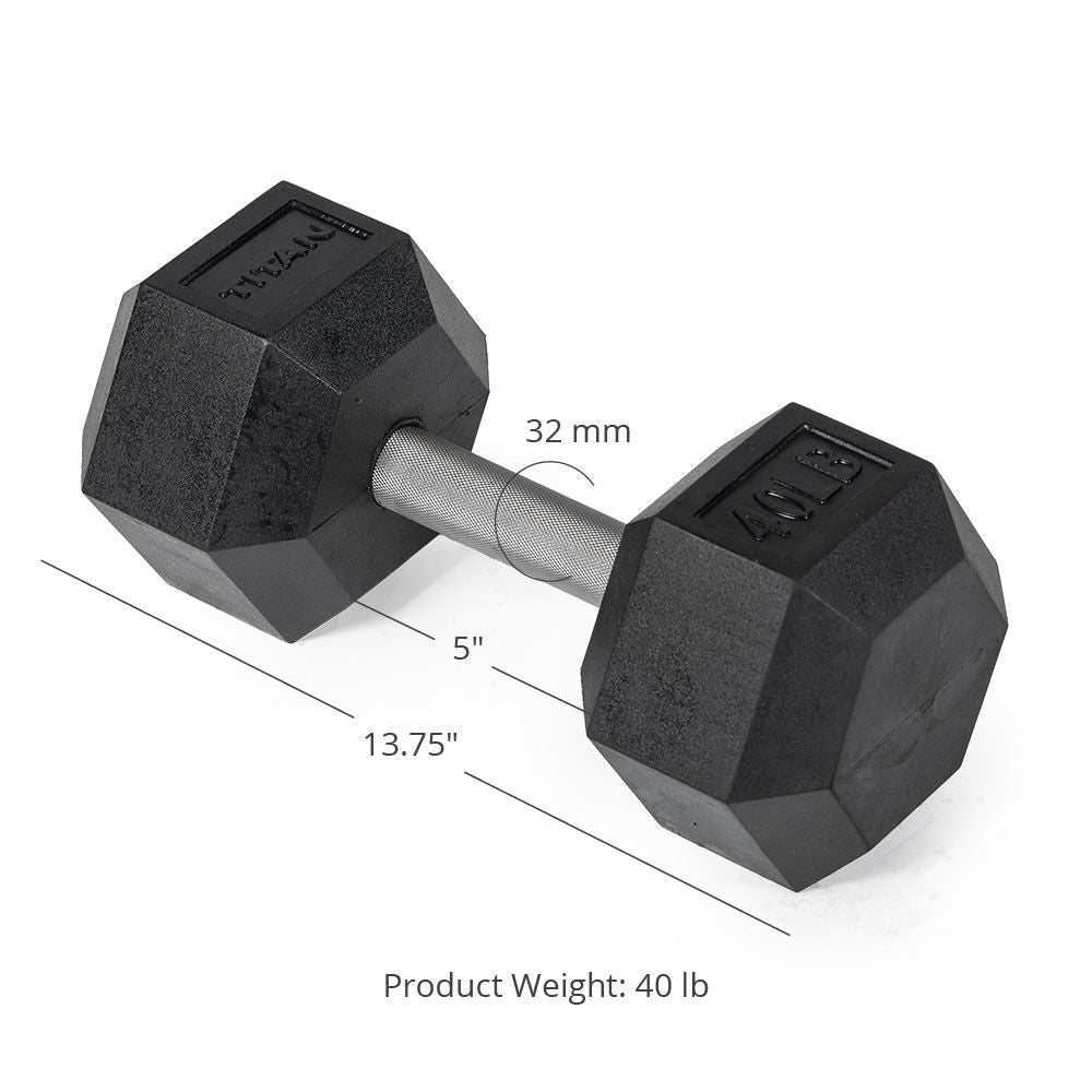 40 LB Straight Stainless Steel Hex Dumbbells - view 7