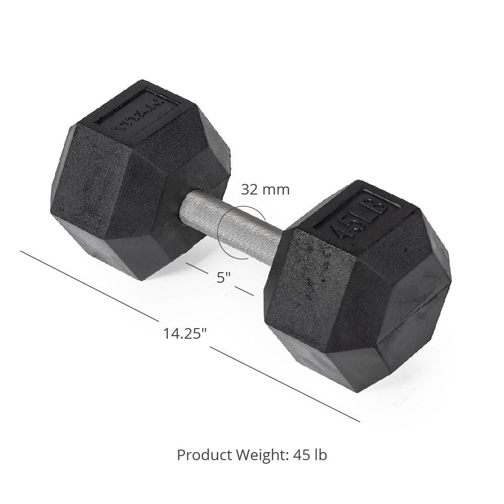 45 LB Straight Stainless Steel Hex Dumbbells - view 7
