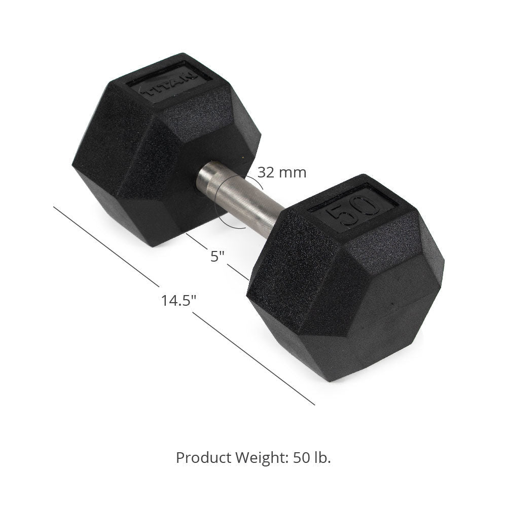 50 LB Straight Stainless Steel Hex Dumbbells - view 7
