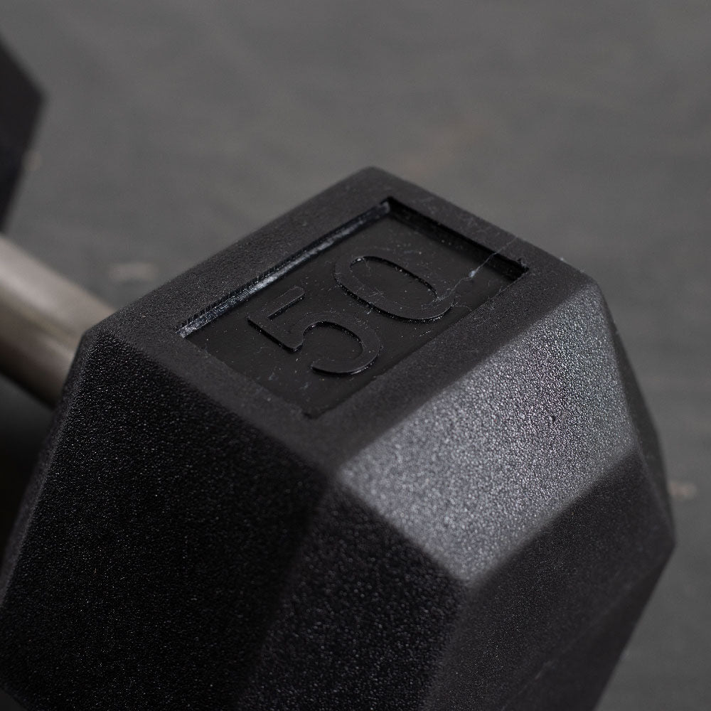 50 LB Straight Stainless Steel Hex Dumbbells - view 3