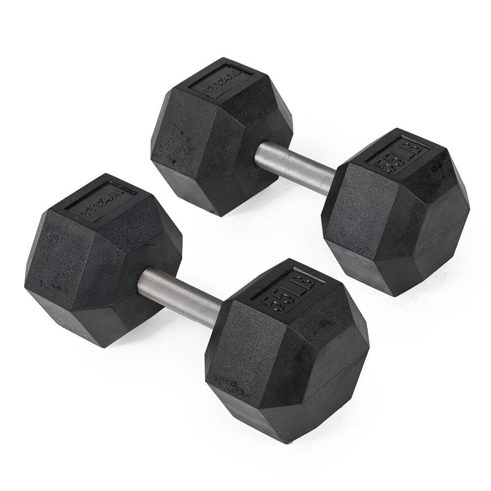55 LB Straight Stainless Steel Hex Dumbbells - view 1