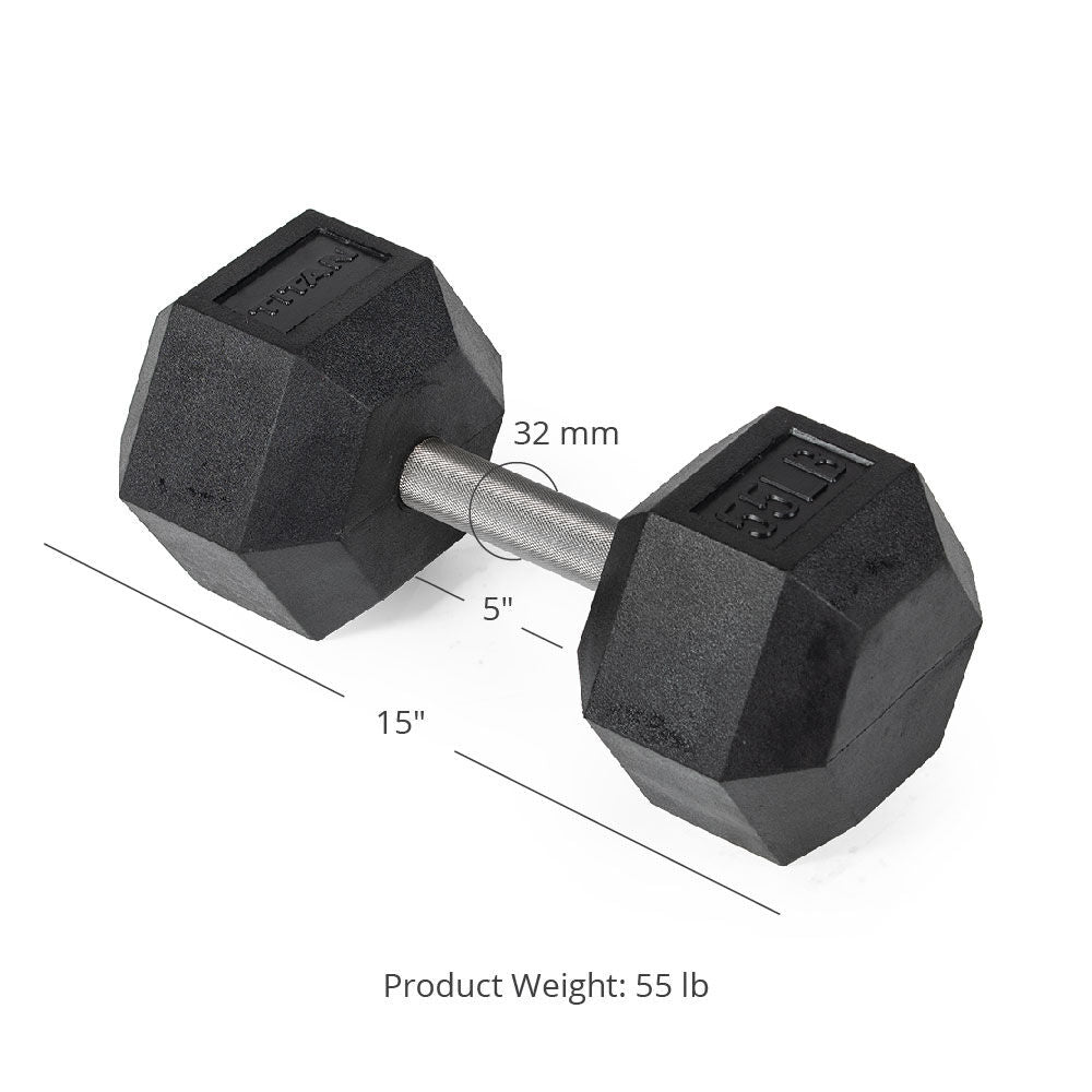 55 LB Straight Stainless Steel Hex Dumbbells - view 7