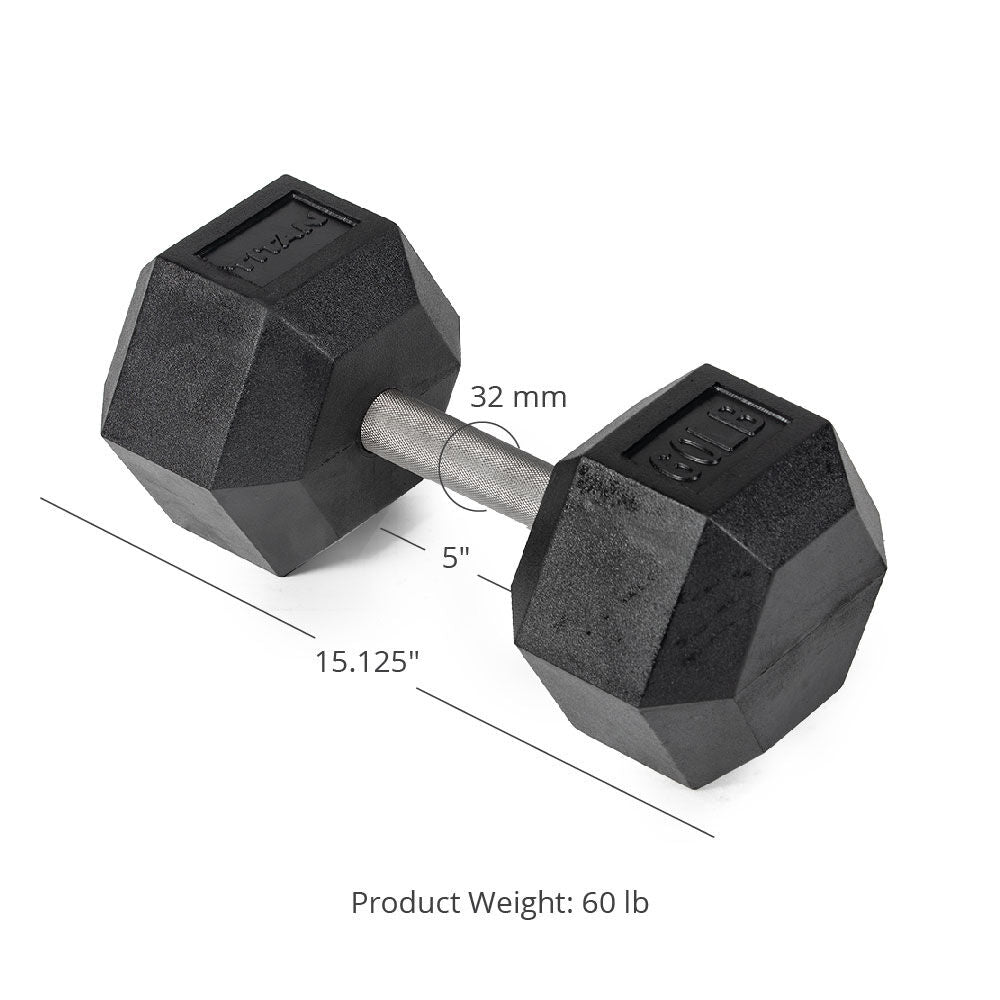 60 LB Straight Stainless Steel Hex Dumbbells - view 7
