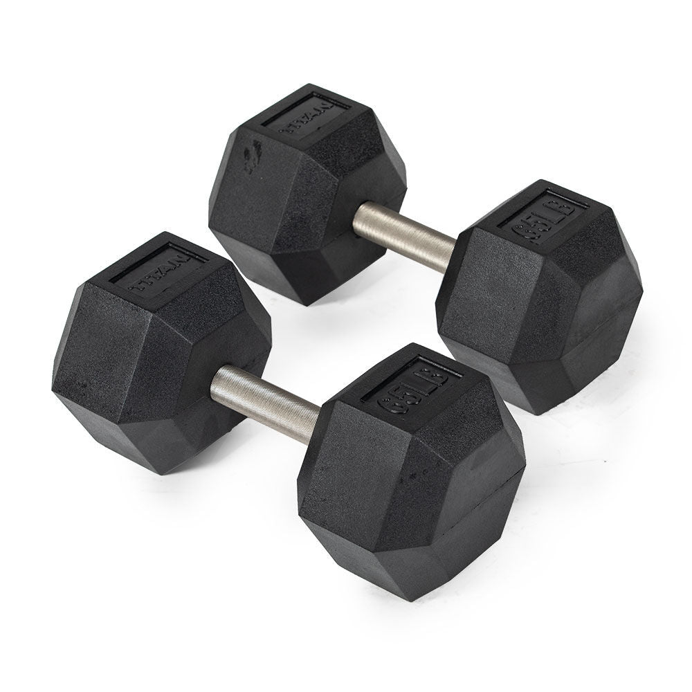 65 LB Straight Stainless Steel Hex Dumbbells - view 1