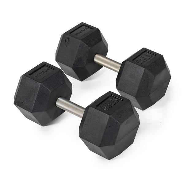 65 LB Straight Stainless Steel Hex Dumbbells – Titan Fitness
