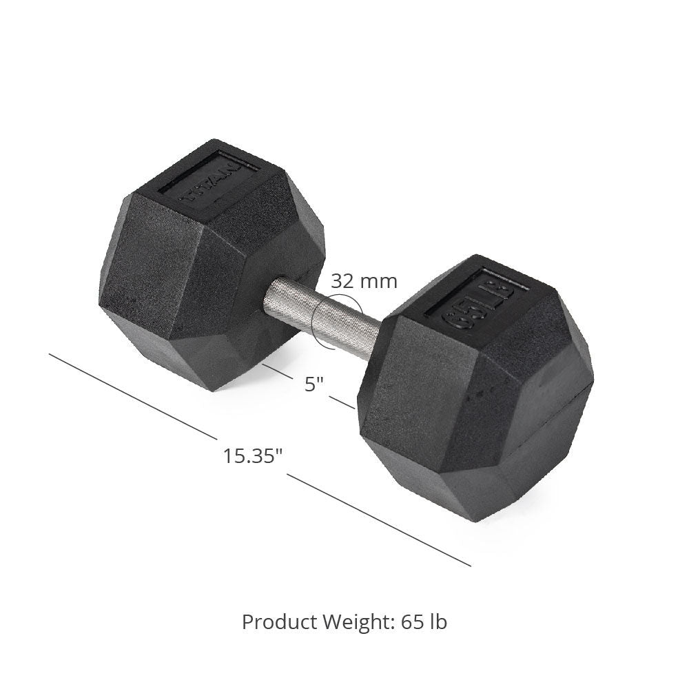 65 LB Straight Stainless Steel Hex Dumbbells - view 7