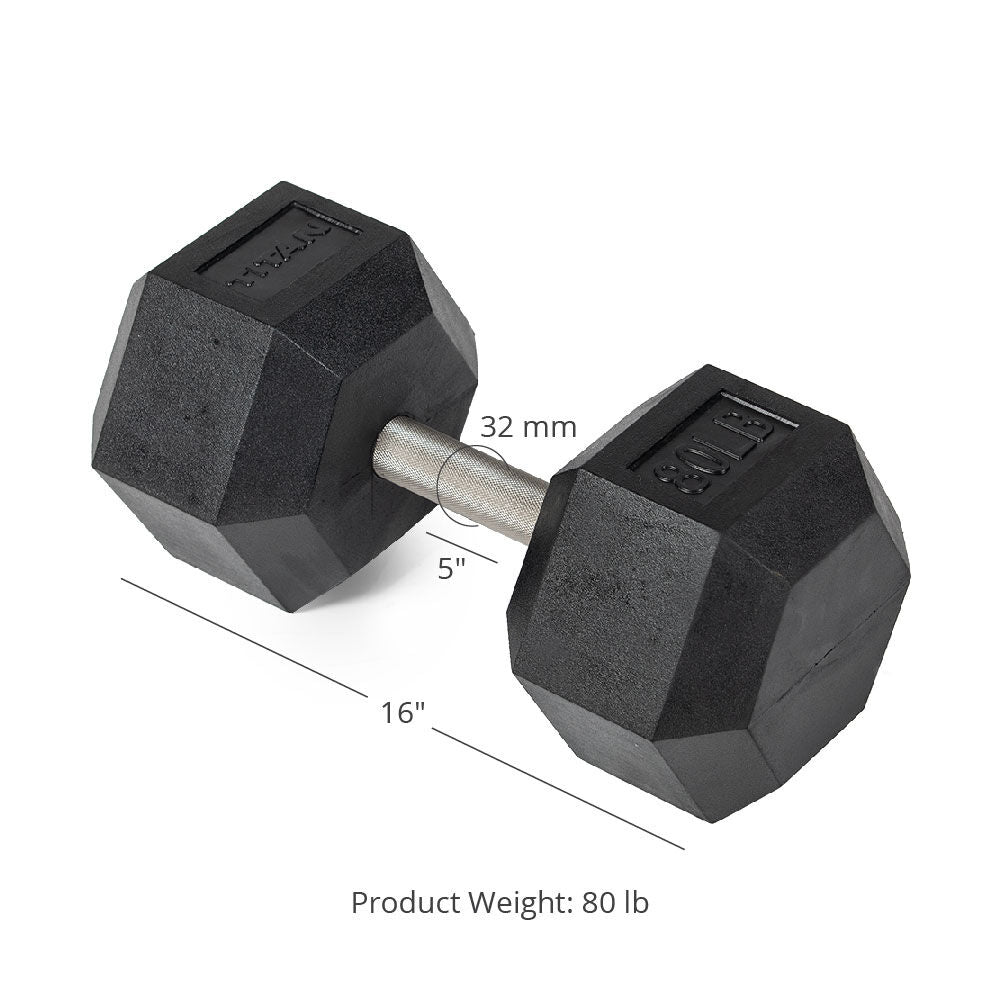 80 LB Straight Stainless Steel Hex Dumbbells - view 7
