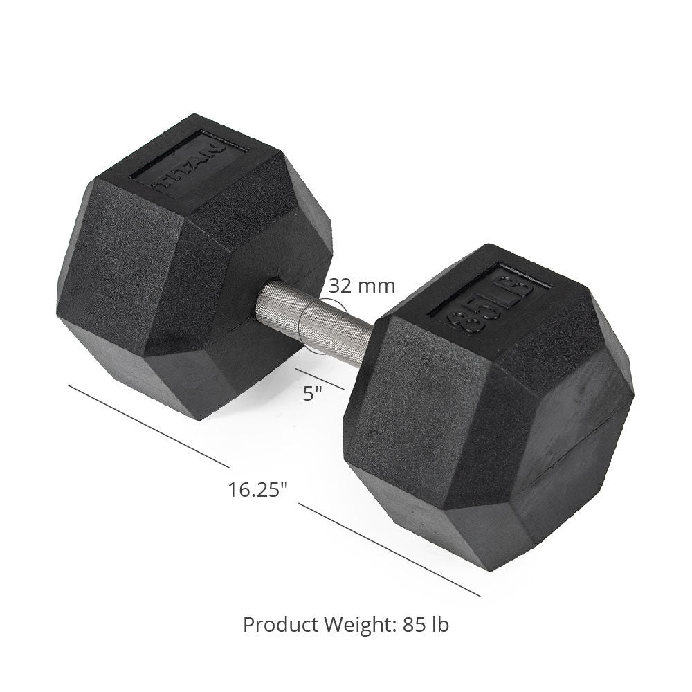 85 LB Straight Stainless Steel Hex Dumbbells - view 7