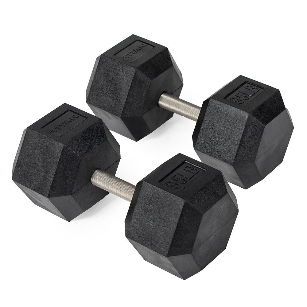 95 LB Straight Stainless Steel Hex Dumbbells - view 1