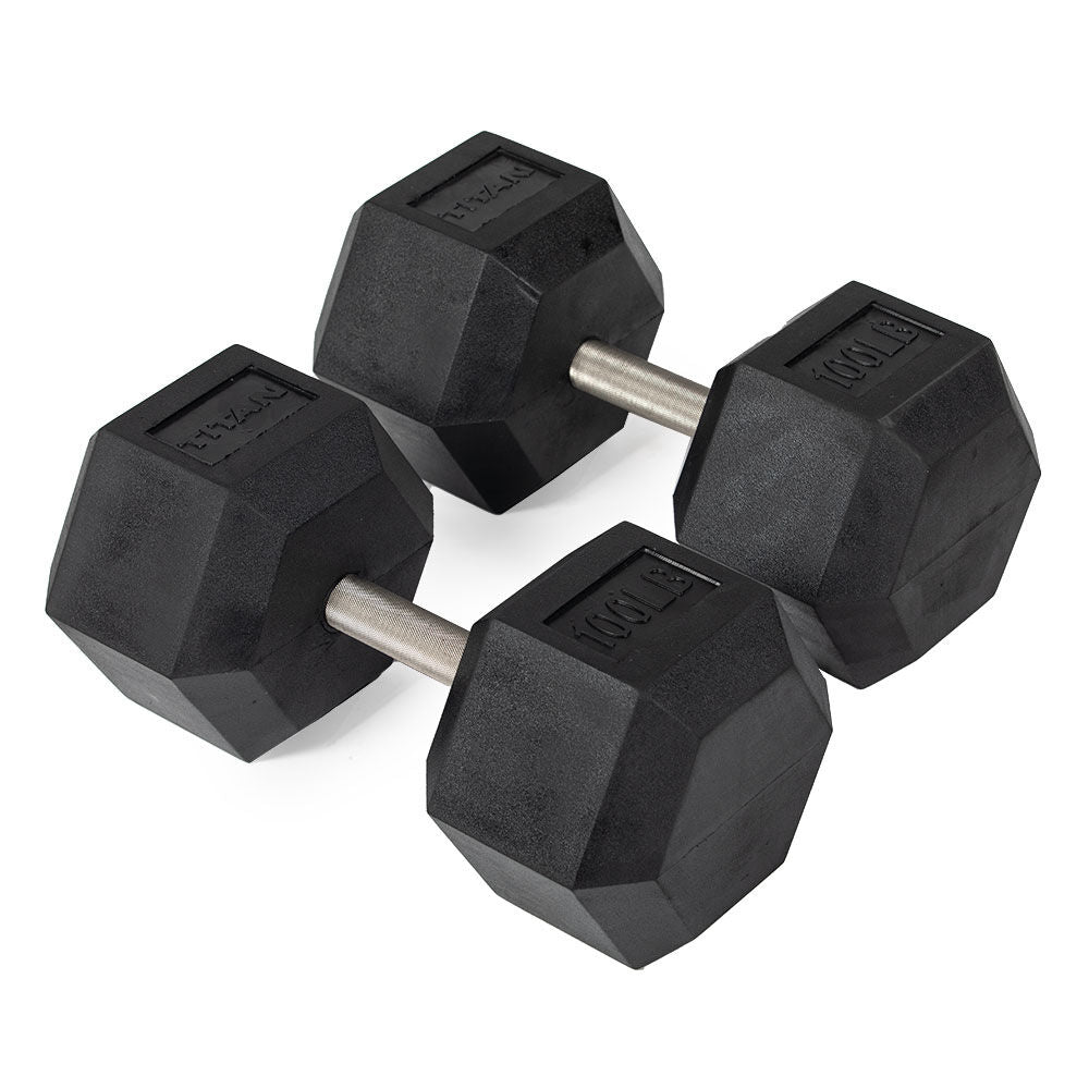 100 LB Straight Stainless Steel Hex Dumbbells - view 1