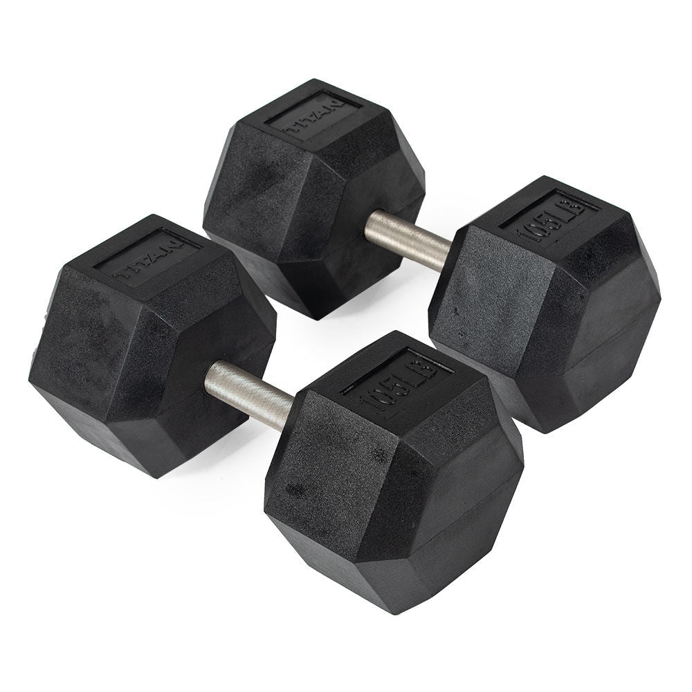 105 LB Straight Stainless Steel Hex Dumbbells - view 1