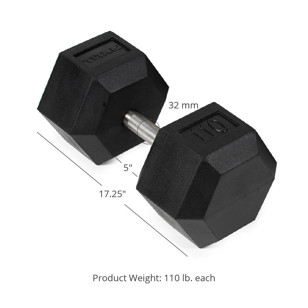 110 LB Straight Stainless Steel Hex Dumbbells - view 7