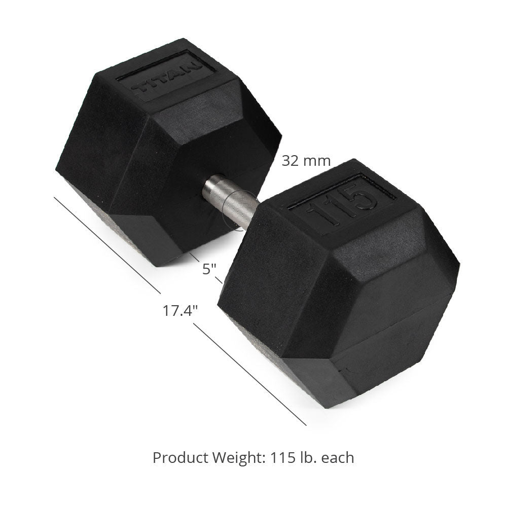 115 LB Straight Stainless Steel Hex Dumbbells - view 7
