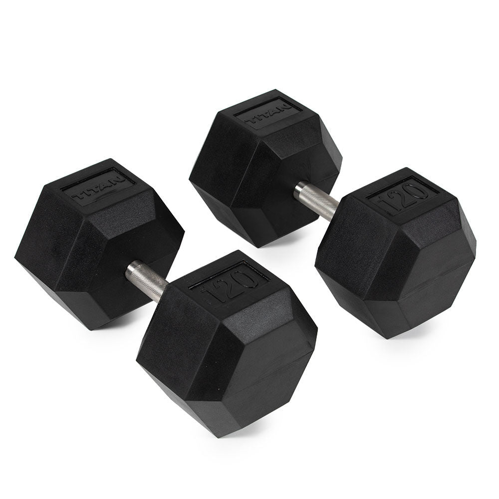 120 LB Straight Stainless Steel Hex Dumbbells - view 1