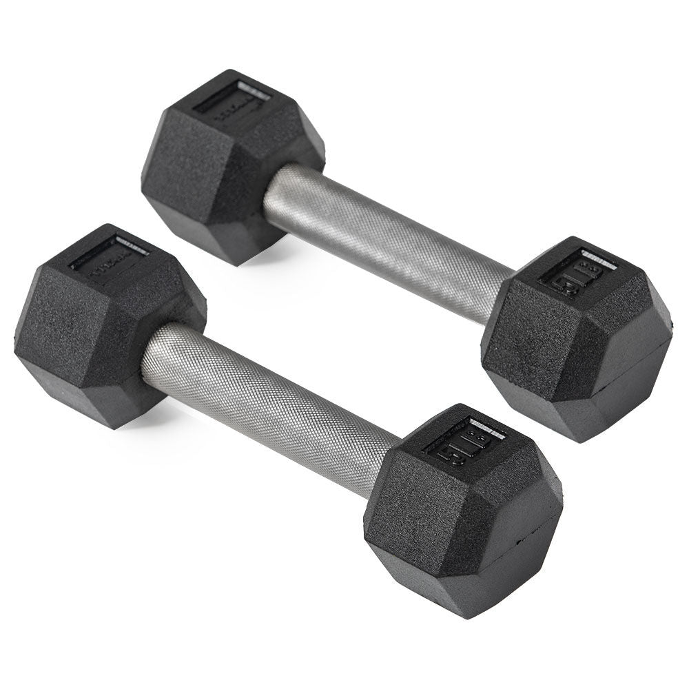 5 LB Straight Stainless Steel Hex Dumbbells - view 1