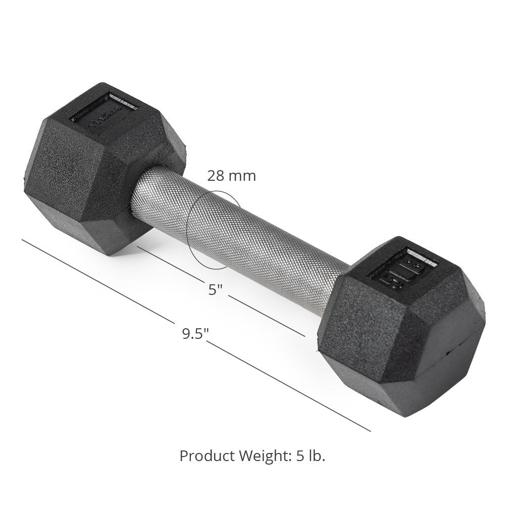 5 LB Straight Stainless Steel Hex Dumbbells - view 7