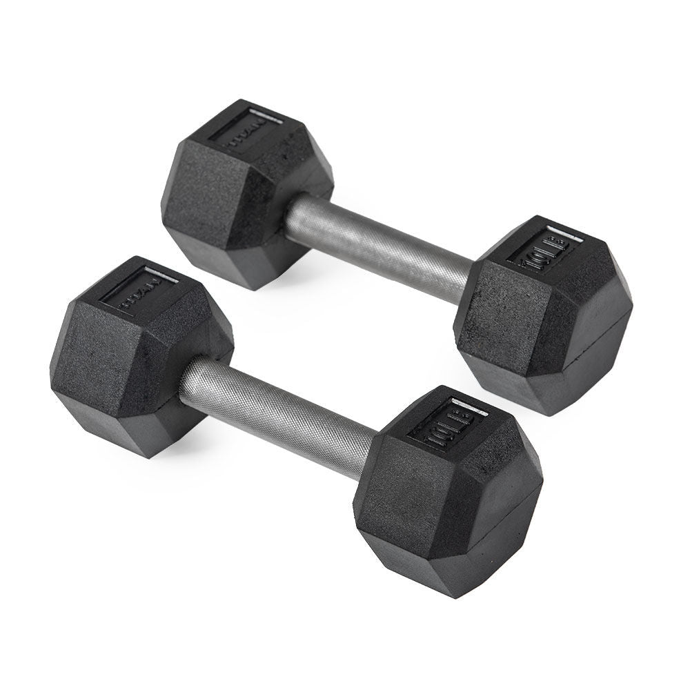 10 LB Straight Stainless Steel Hex Dumbbells - view 1