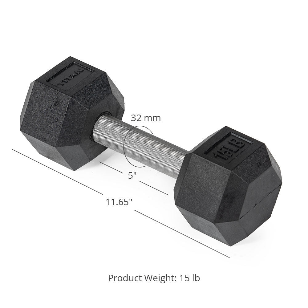 15 LB Straight Stainless Steel Hex Dumbbells - view 7