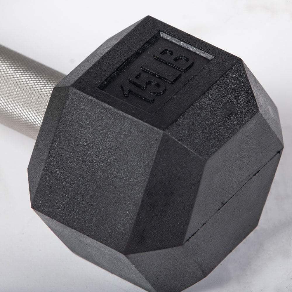 15 LB Straight Stainless Steel Hex Dumbbells - view 3