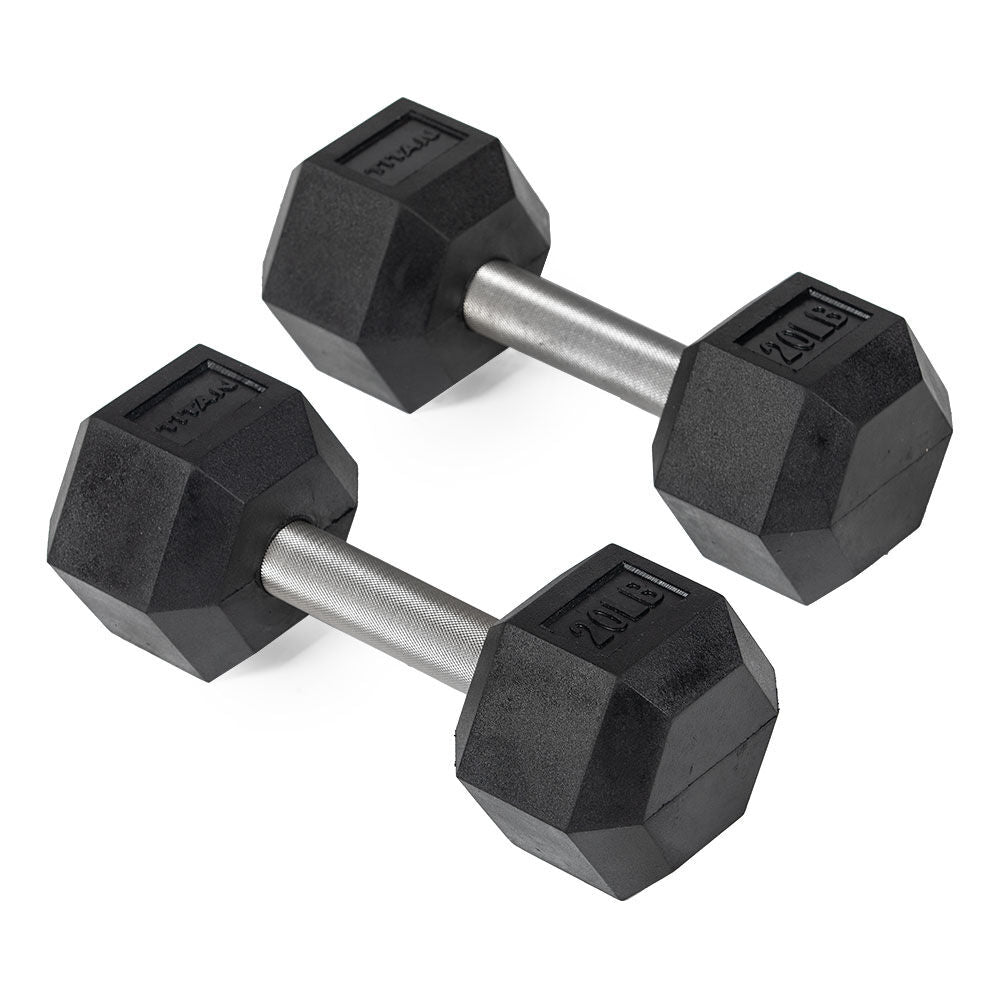 20 LB Straight Stainless Steel Hex Dumbbells - view 1