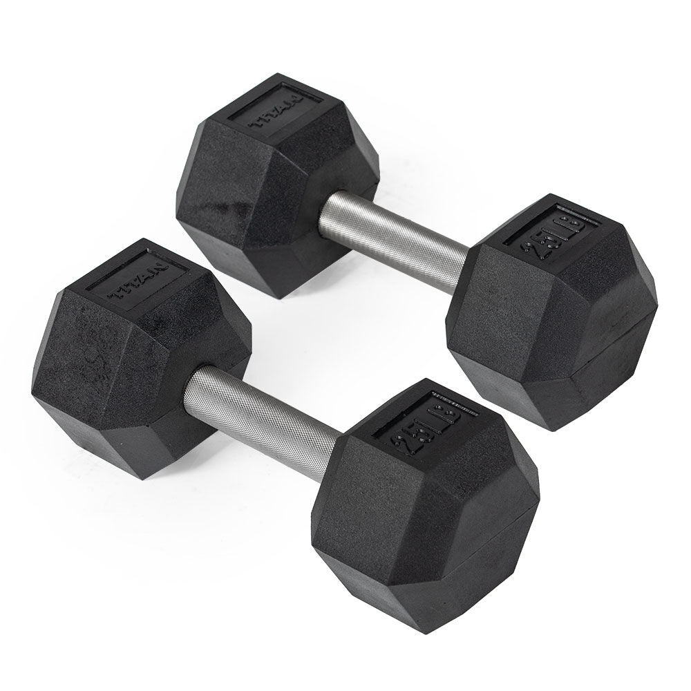 25 LB Straight Stainless Steel Hex Dumbbells - view 1