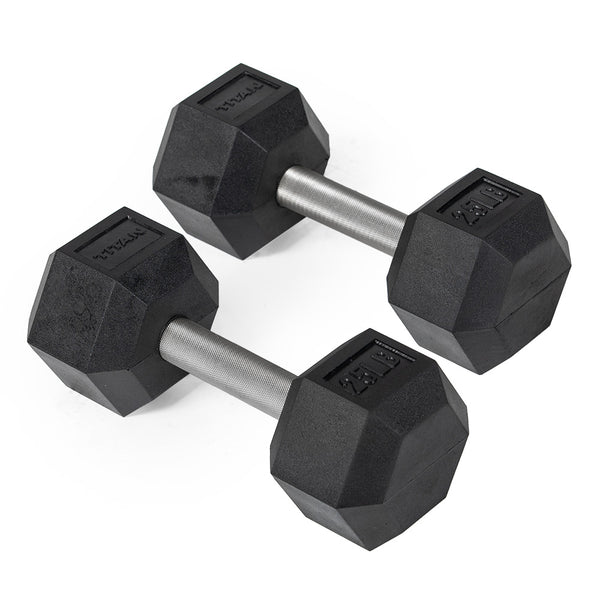 25 LB Straight Stainless Steel Hex Dumbbells – Titan Fitness