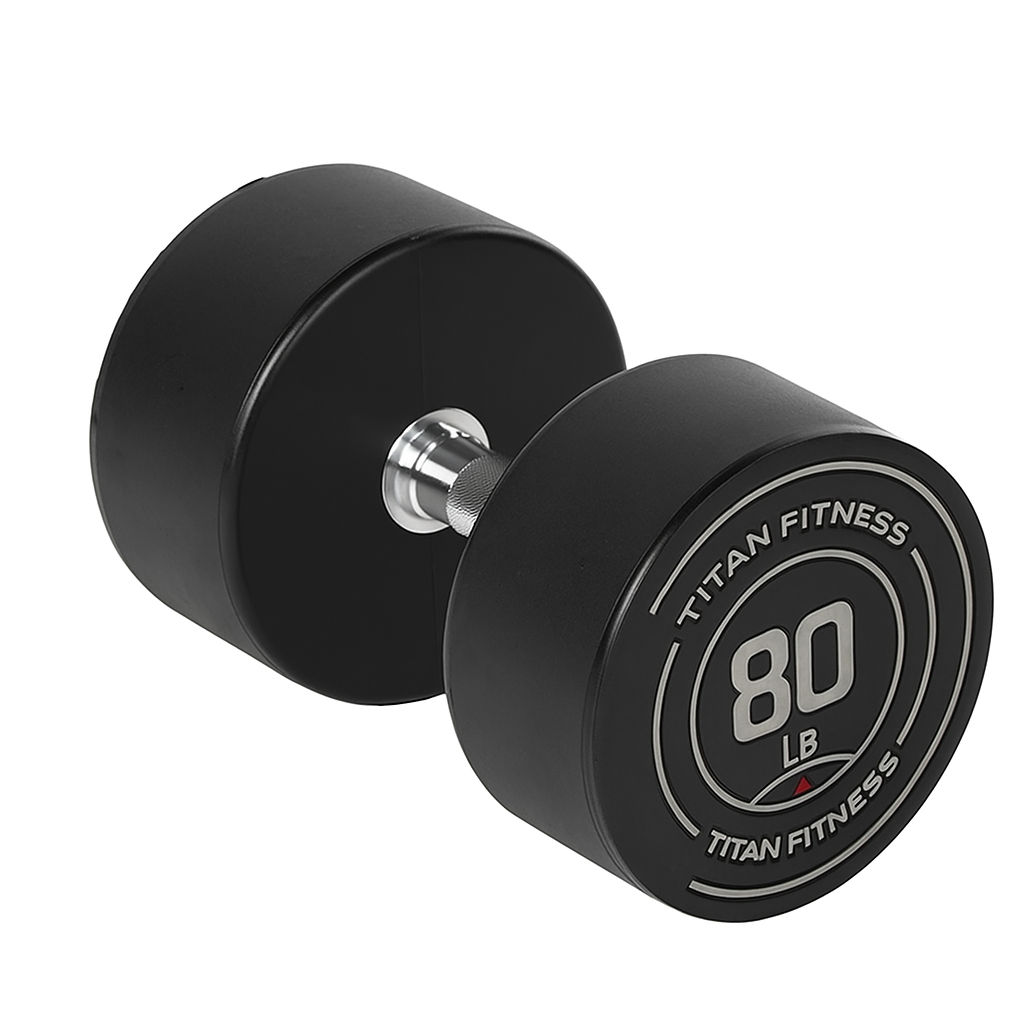 80 LB Round Urethane Dumbbell - Thumbnail 2