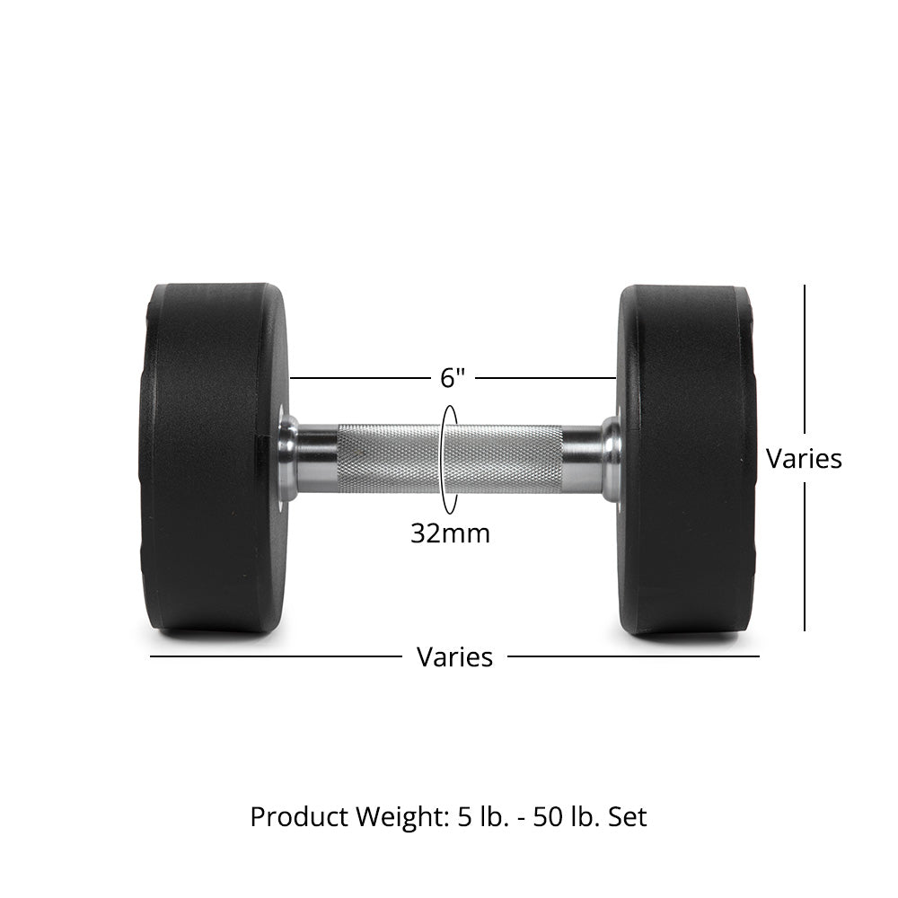 5 LB - 50 LB Set Round Urethane Dumbbells - view 8