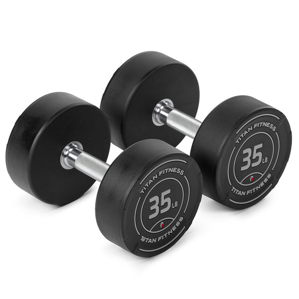 Cast Iron Dumbbells Used 35 Lb Dumbbells 35 LB Round Urethane