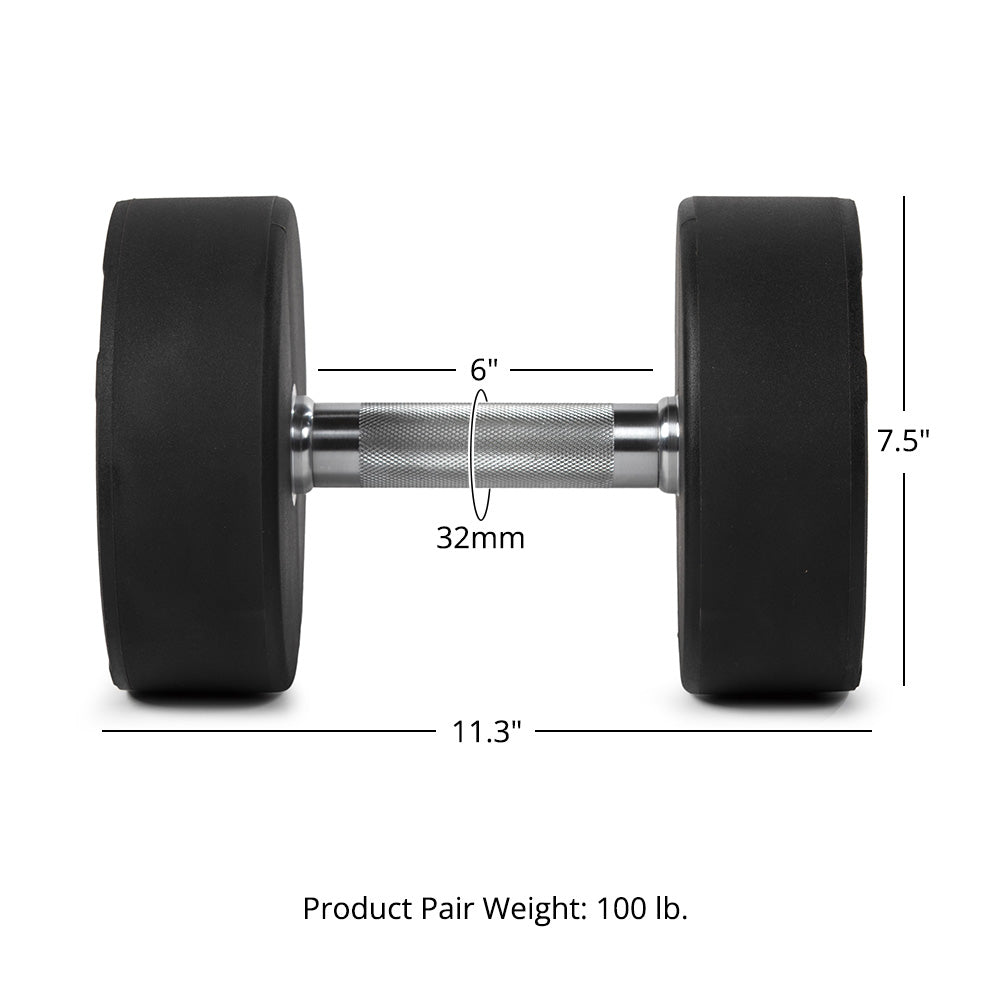 Scratch and Dent, Single 105 LB Round Urethane Dumbbell - Thumbnail 4