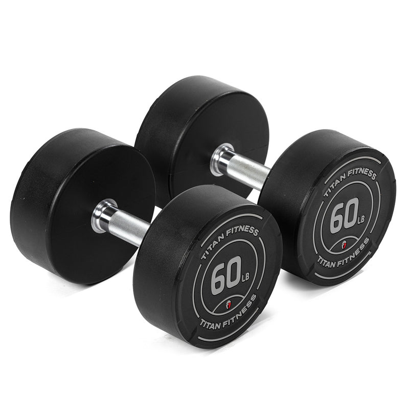 60 LB Round Urethane Dumbbells Set of Titan Fitness