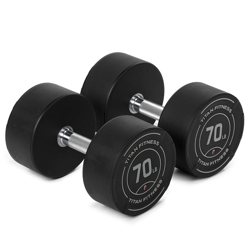Scratch and Dent, 70 LB Pair Round Urethane Dumbbells