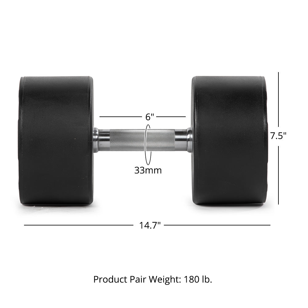 Scratch and Dent - Single 90 LB Round Urethane Dumbbell - Thumbnail 2