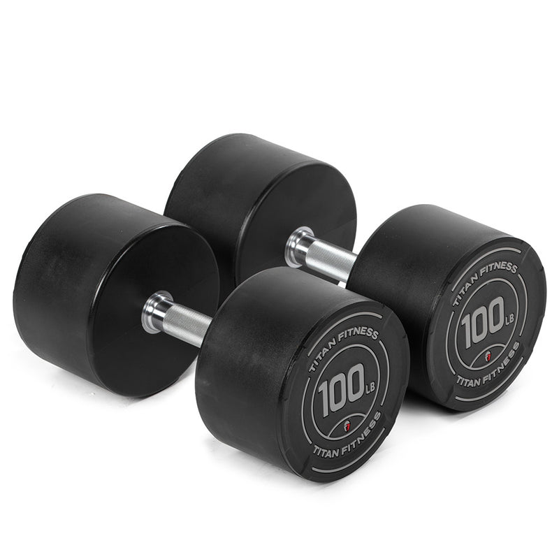 100 LB Round Urethane Dumbbells Set of Titan Fitness