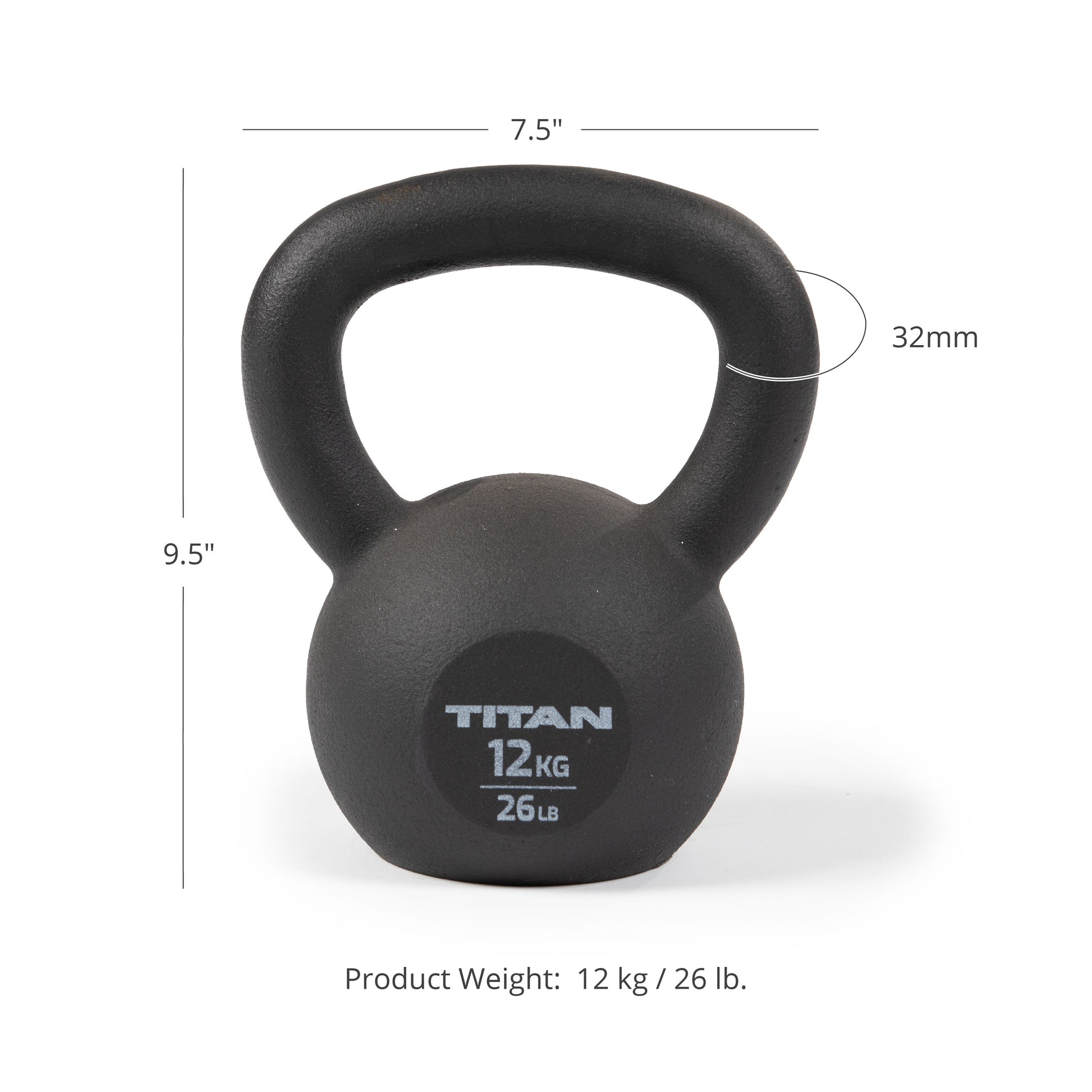 12 KG Cast Iron Kettlebell – Titan Fitness - Main Image